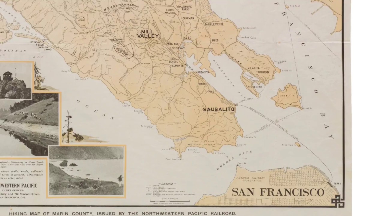 1925 Marin County Railroad and Hiking map (NL-00332)