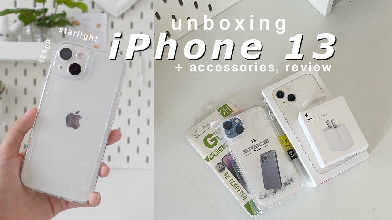 ⋆｡⋆୨୧˚ unboxing iphone 13 starlight 2024 🎧 | accessories, camera test