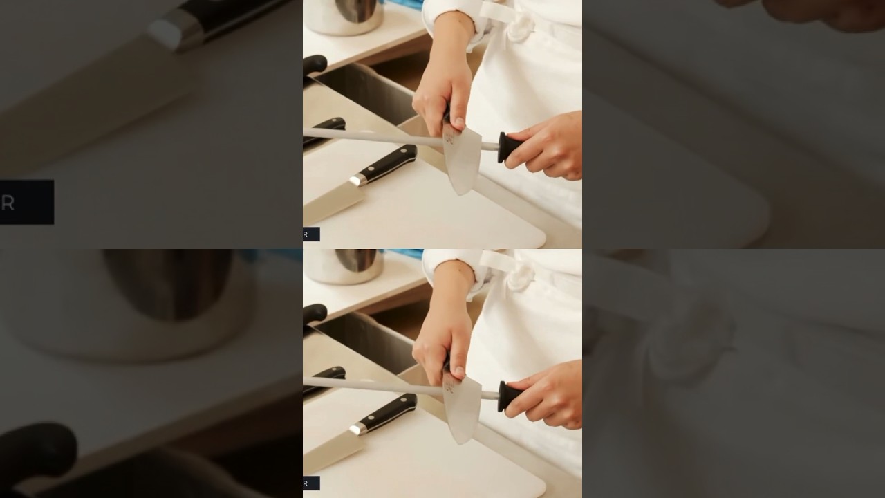 Le geste pour aiguiser un couteau de cuisine ?  #cuisine #tutorial