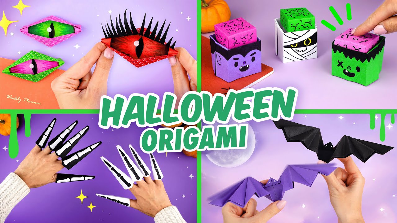 Origami Paper Flapping Bat, Monsters & Dragon Eyes | Halloween Paper Crafts