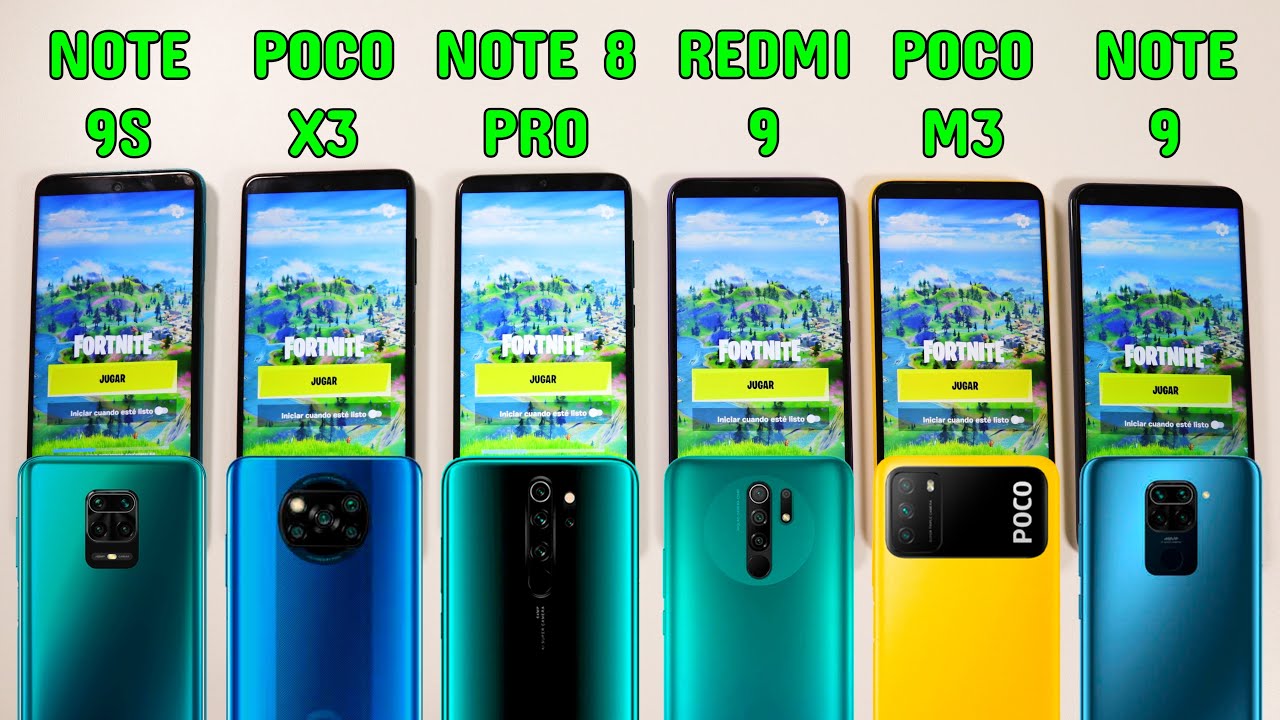 FORTNITE En Redmi 9 vs Note 8 Pro vs Poco X3 vs Poco M3 vs Note 9S vs Note 9😱🔥Call Of Duty & Pubg 🔥😱
