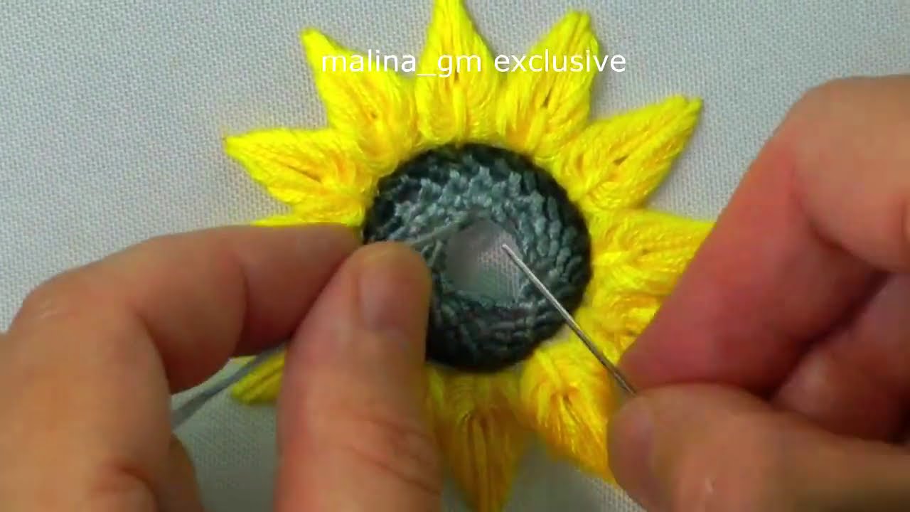 How to embroider a sunflower | 3D Floral embroidery