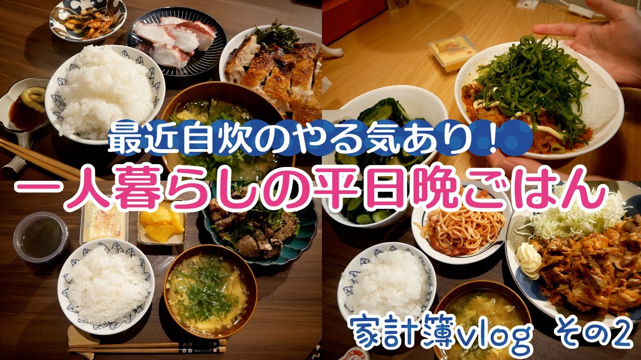 【家計簿vlog②】自炊のやる気ややあり！！最近のひとり暮らしの平日晩ごはん