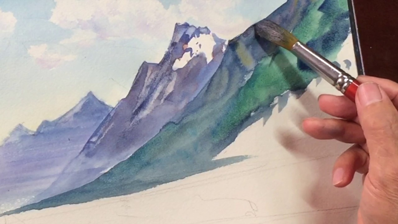 [ Eng sub ] How to draw overlap of the mountain | 4MIN Watercolor Tips　水彩画の基本〜山の重なりを描くコツ 4分講座