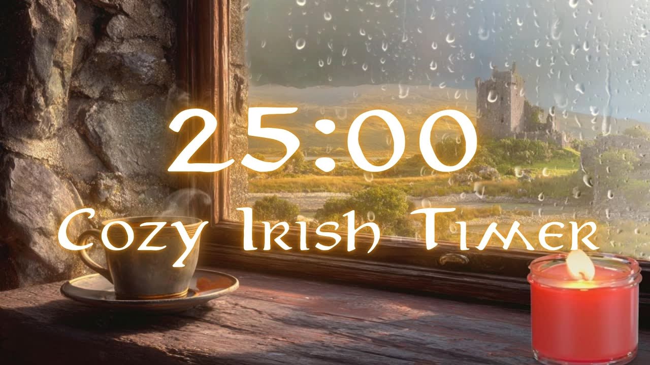 Cozy Irish Pomodoro Study Timer 🍀 25 Minutes of Rain, Coffee & Gentle Irish Music St Patricks Day