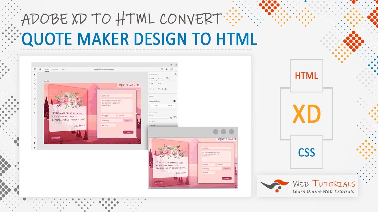 Quote Make Adobe XD UI Design to HTML CSS Convert