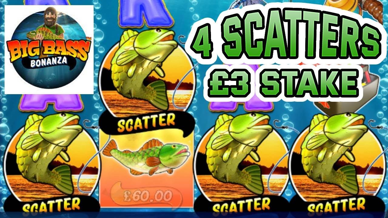 Big Bass Bonanza Online Slot Bonus &pound;3 Stake 4 Scatters