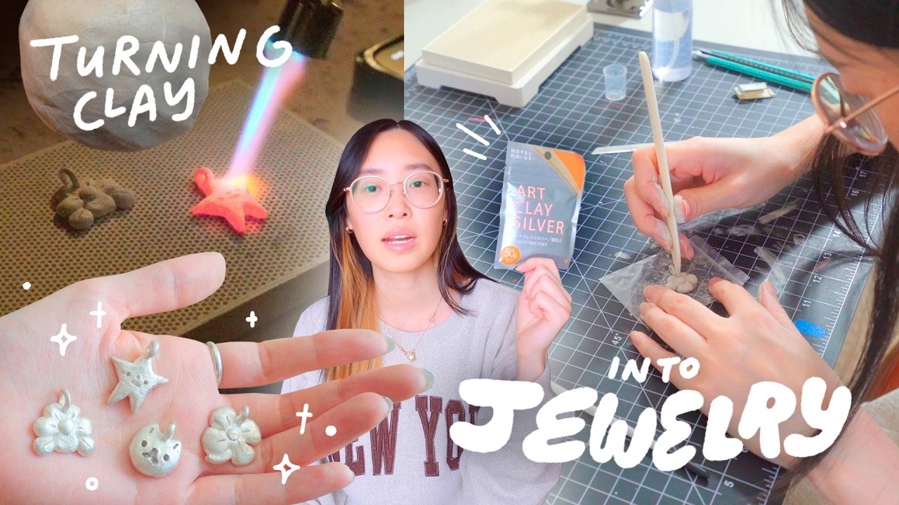 Making Charm Necklaces Out of Silver Clay ⛓️❤️‍🔥 learning a new hobby, sculpting & firing