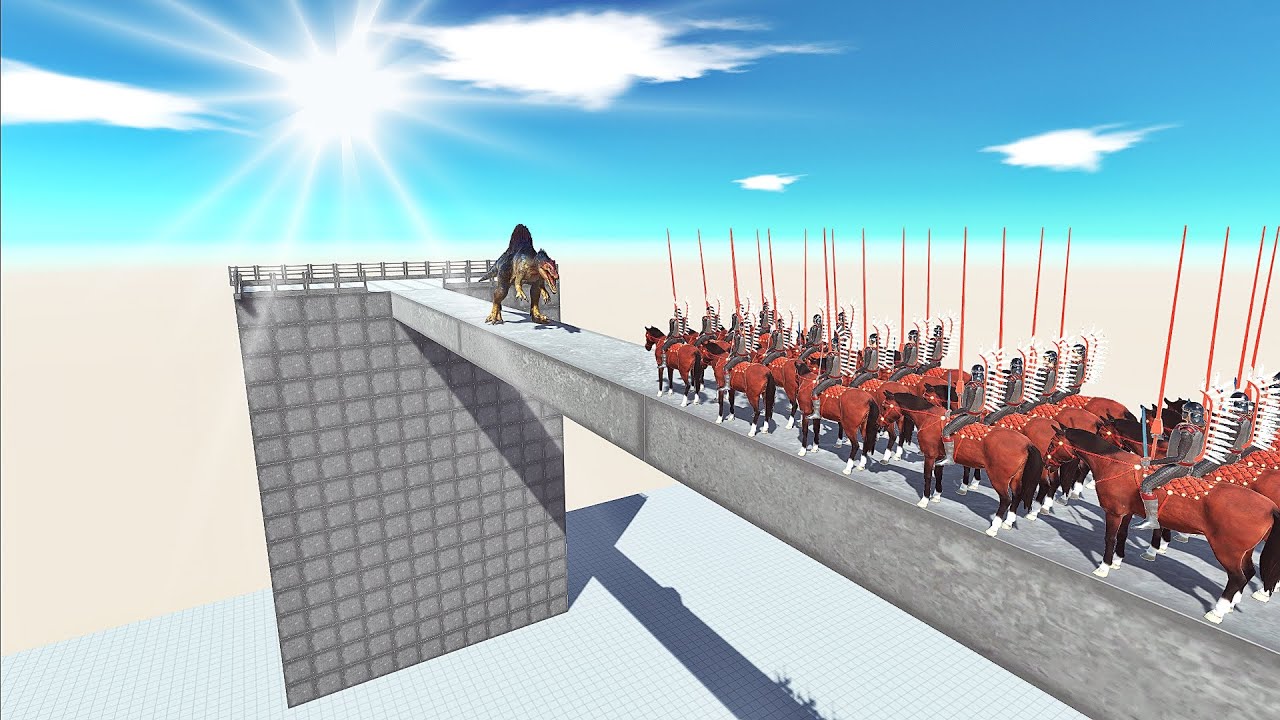 Spinosaurus Vs Army on the Sky Bridge | Epic Battle | Animal Revolt Battle Simulator
