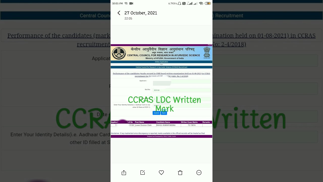 MY CCRAS LDC Written Mark_ CCRAS RESULTS_2021