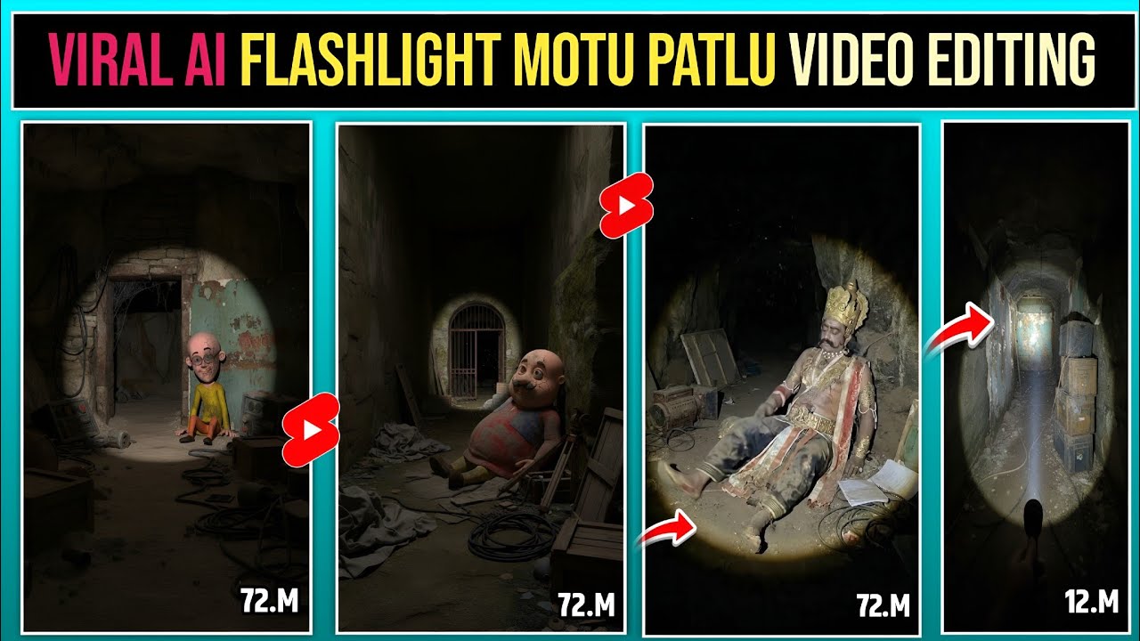 Trending Flashlight Ai Motu Patlu Video Editing | Old Cartoon Character Horror Torch Ai Video Create