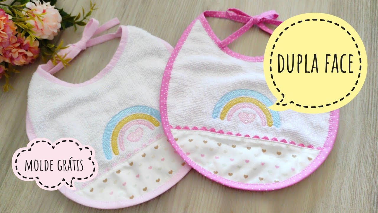 Como fazer Babador dupla face PASSO A PASSO com molde grátis ✨