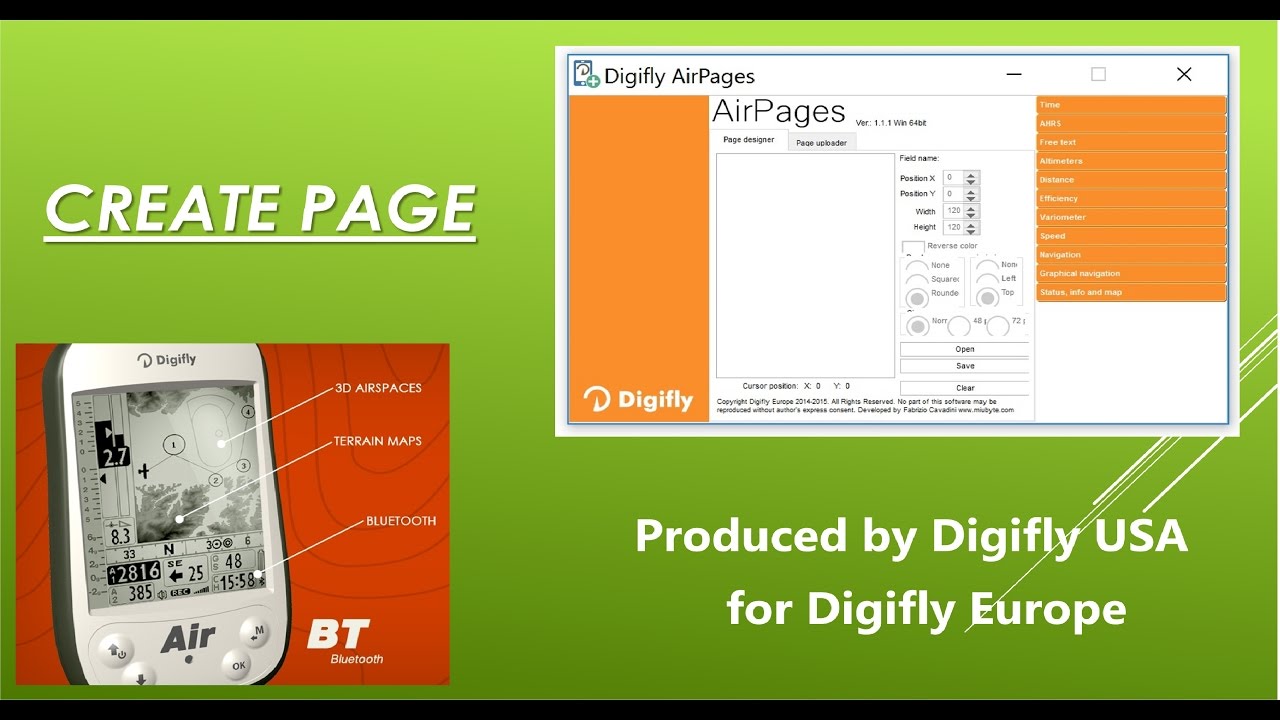 Digifly AIR BT: AirPages Create a Page