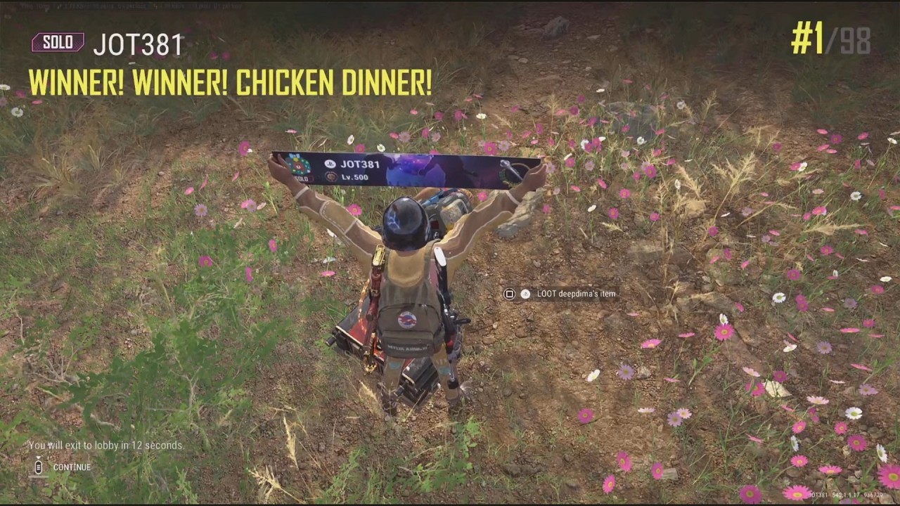 JOT381 PUBG 170226 TAEGO 4 KILLS 2374th SOLO WIN 1/98 CHICKEN DINNER SOLO