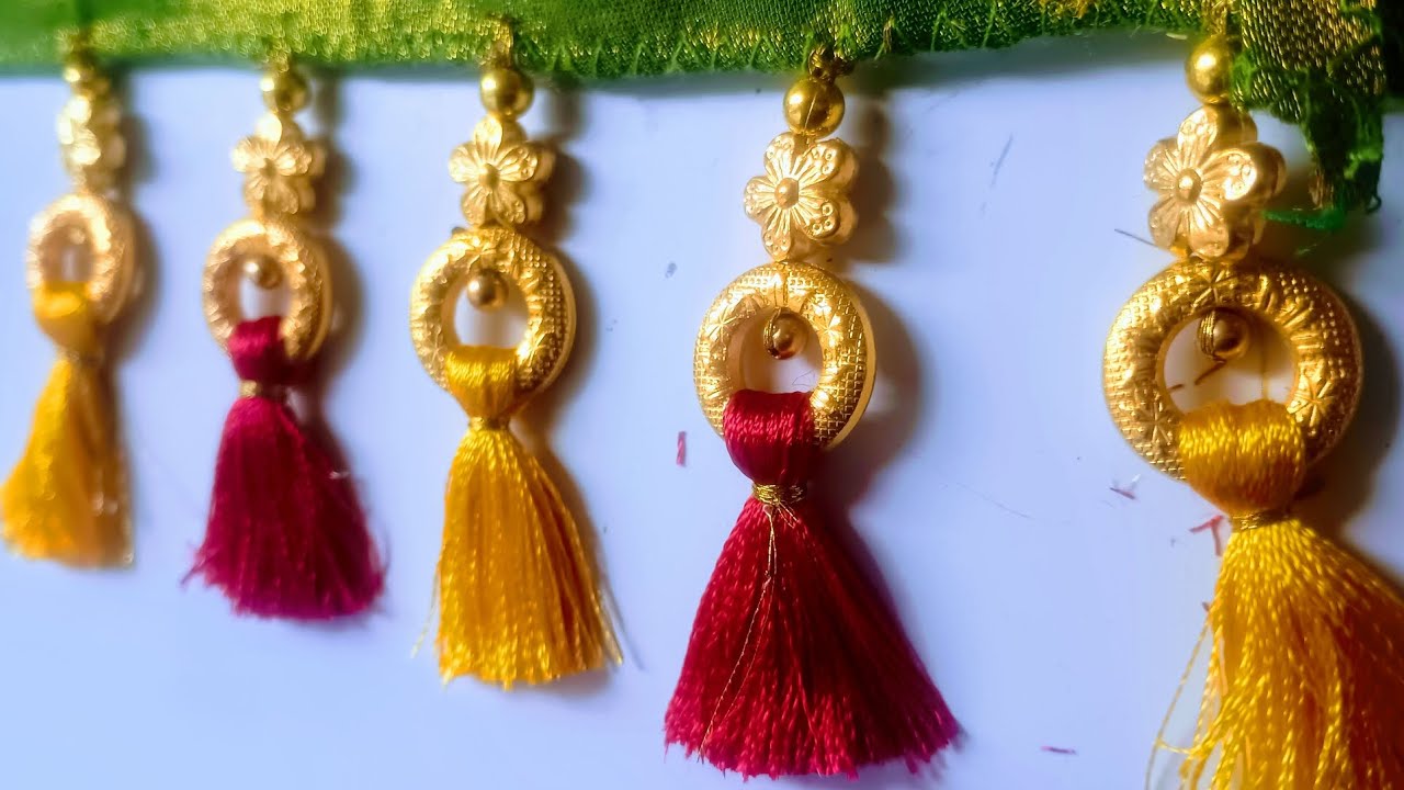 Saree kuchu design👌❤️/saree kuchu design with ring beads/saree kuchu design new model