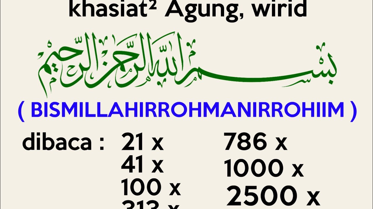 #166 KHASIAT² AGUNG BISMILLAHIRROHMANIRROHIIM DENGAN BILANGAN² KHUSUS