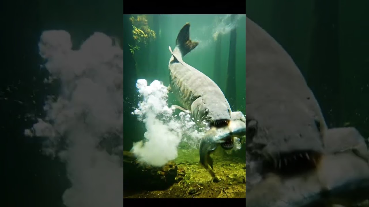 古代魚アリゲーターガーの捕食！ワイルドすぎる&hellip;。 #アリゲーターガー #古代魚 #捕食 #衝撃映像 #shorts