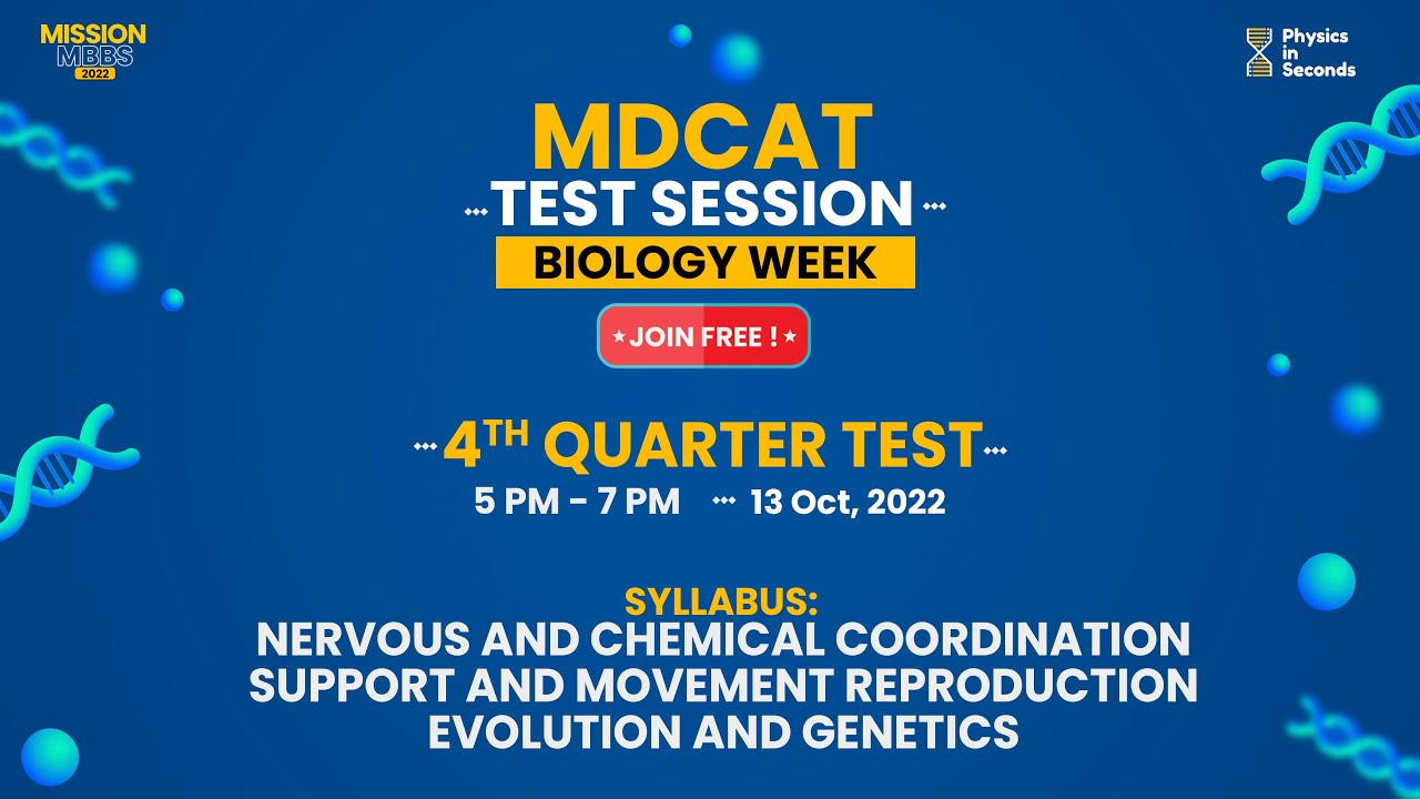 MDCAT 2022 Test Session Week 1 Biology 4th Quarter