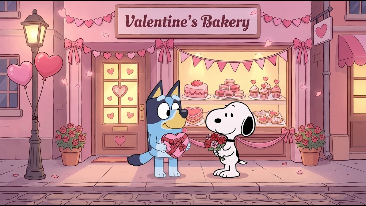 Snoopy & Bluey Valentine’s Bakery Date 🍰 Smooth Jazz Lofi to Relax & Focus 🎷 Sweet Love Vibes