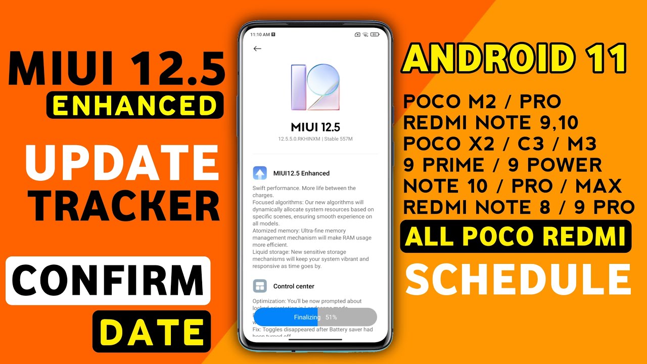 MIUI 12.5 ENHANCED UPDATE TRACKER for Poco M2/Pro,X3/Pro,M3,C3,Redmi Note 8,9,10 Pro Max/9 Power,8a