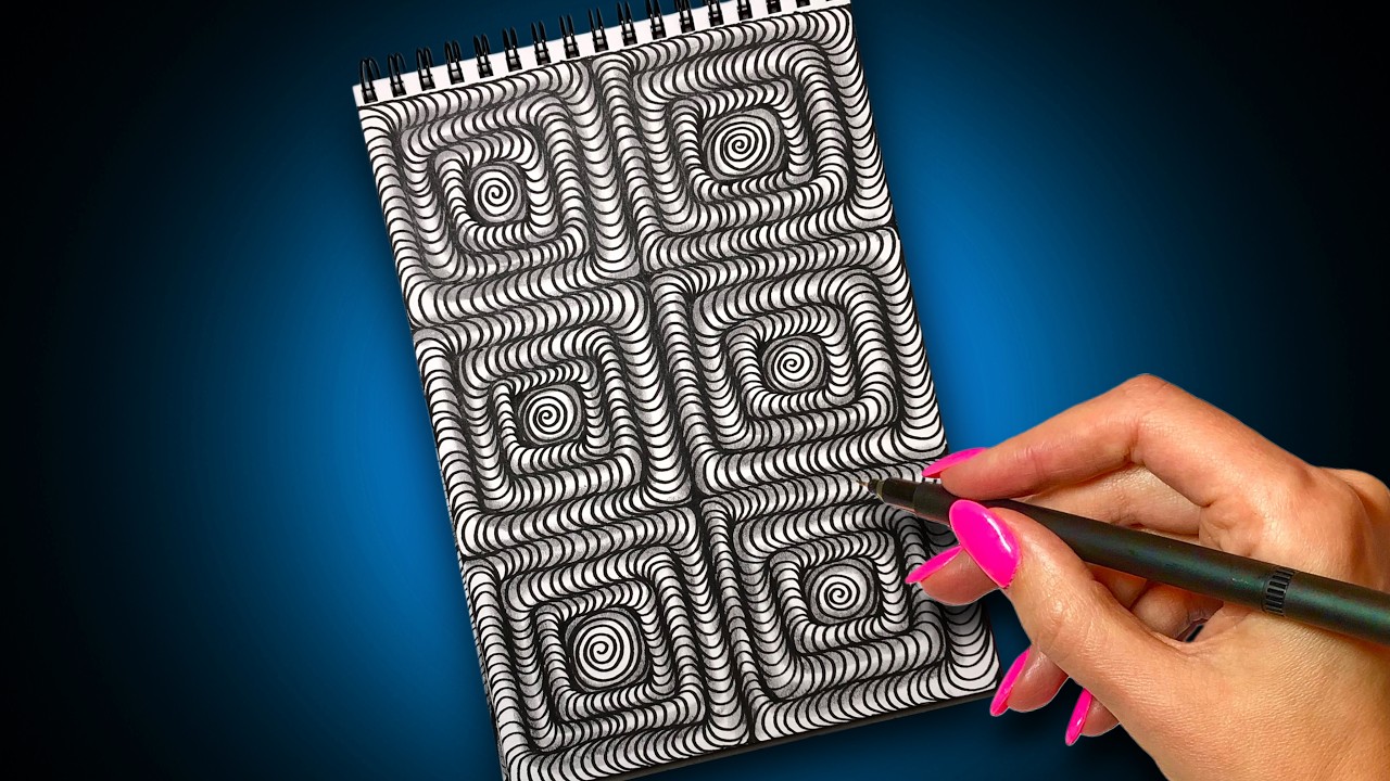 Worms Doodle Tutorial for Beginners ✍️ Relaxing Drawing Zentangle Art