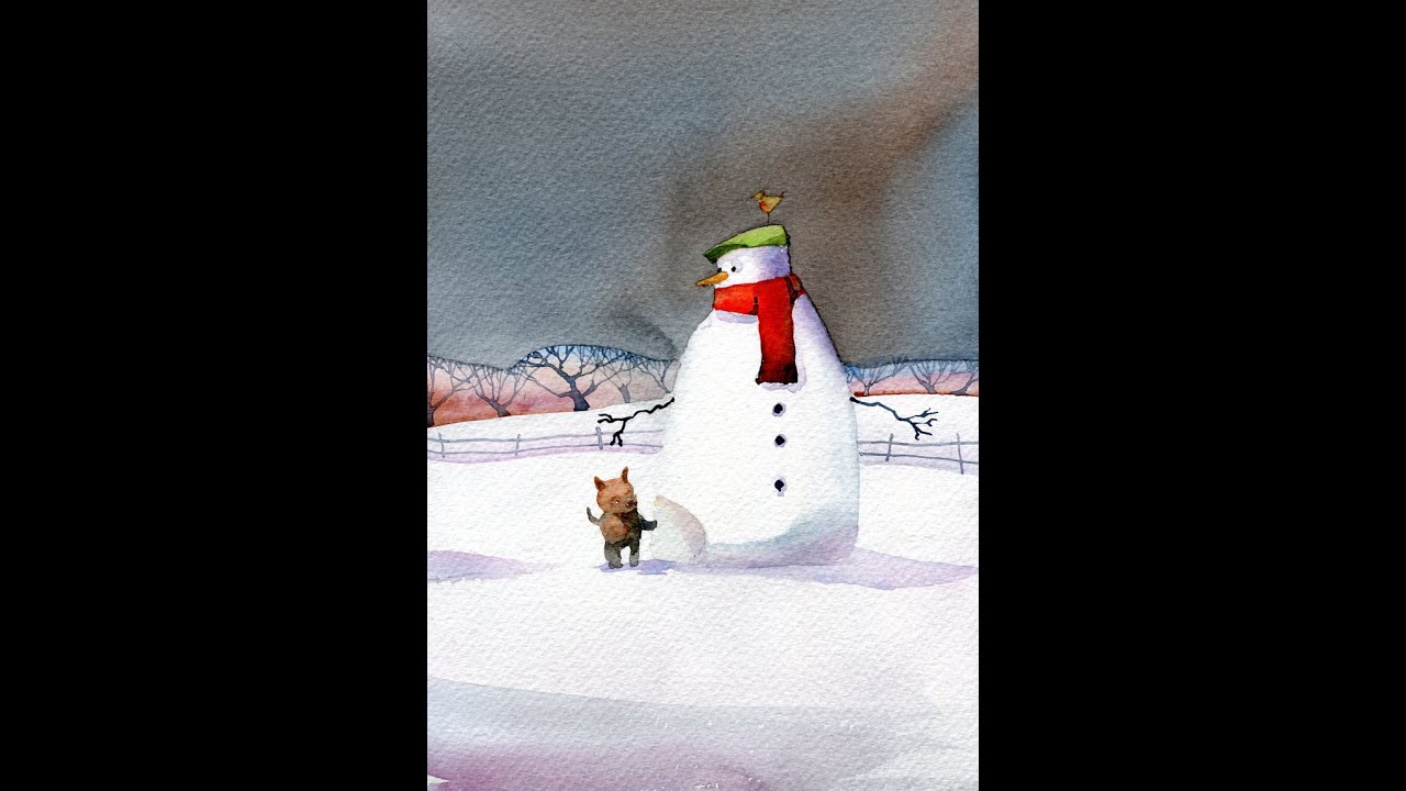 Quirky Christmas snowman watercolour tutorial