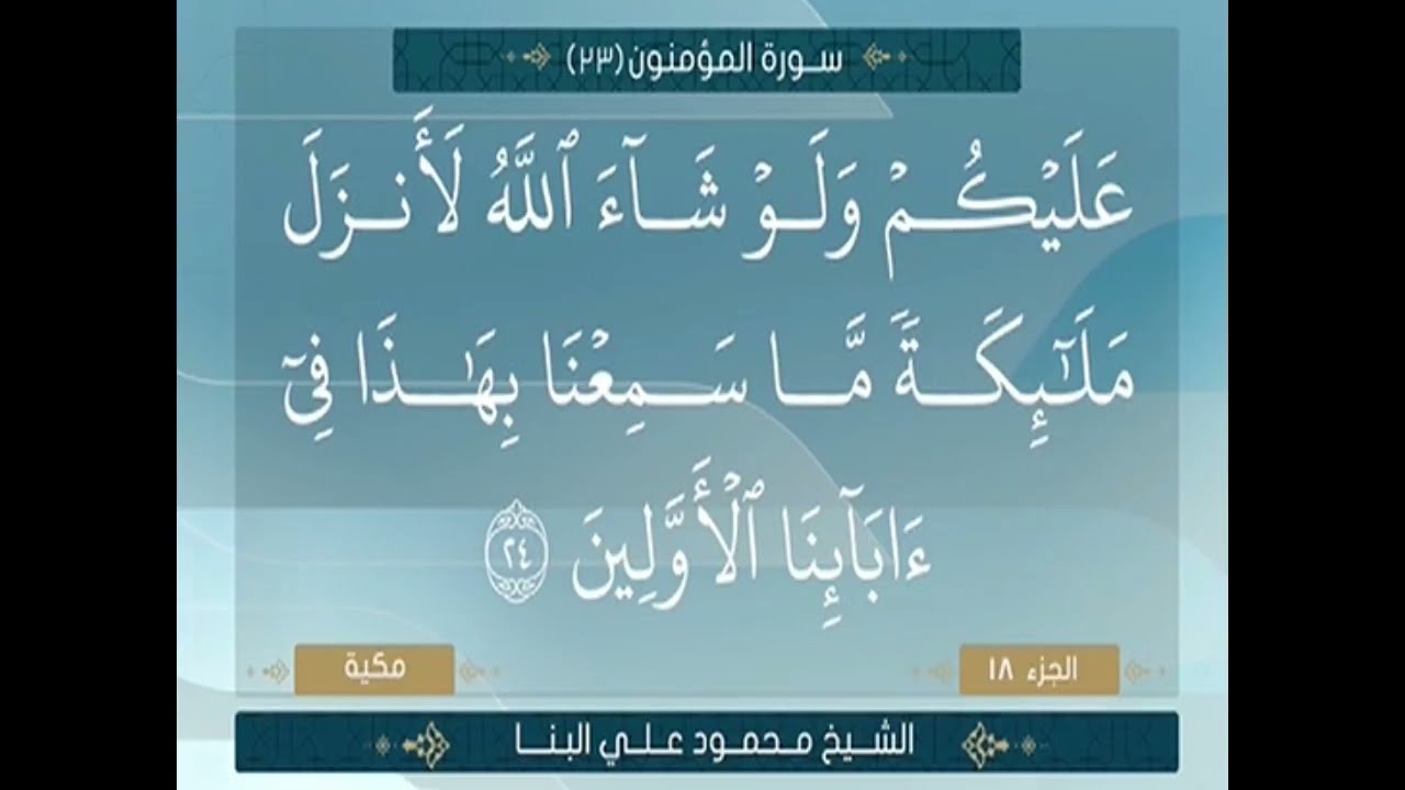 سورة المؤمنون الشيخ محمود علي البنا