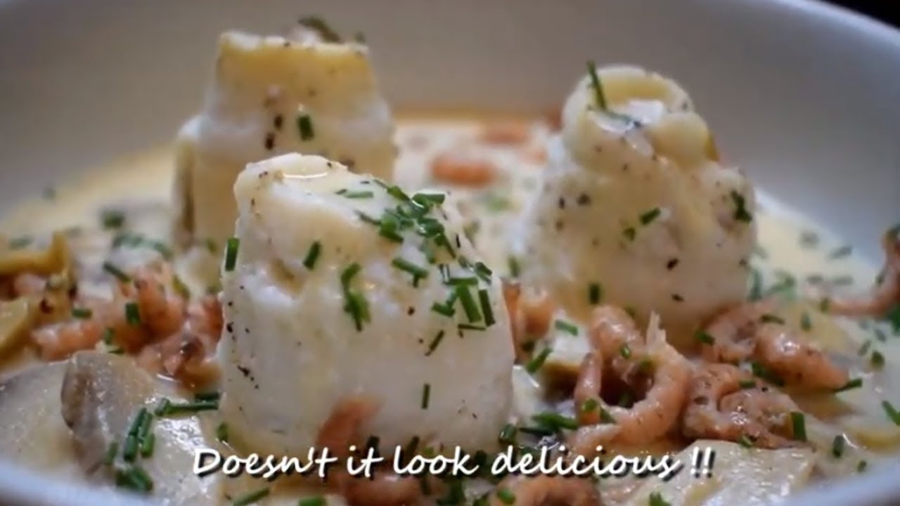 Rolled sole fillets in a creamy mushroom wine sauce  ||  Dominique's kitchen