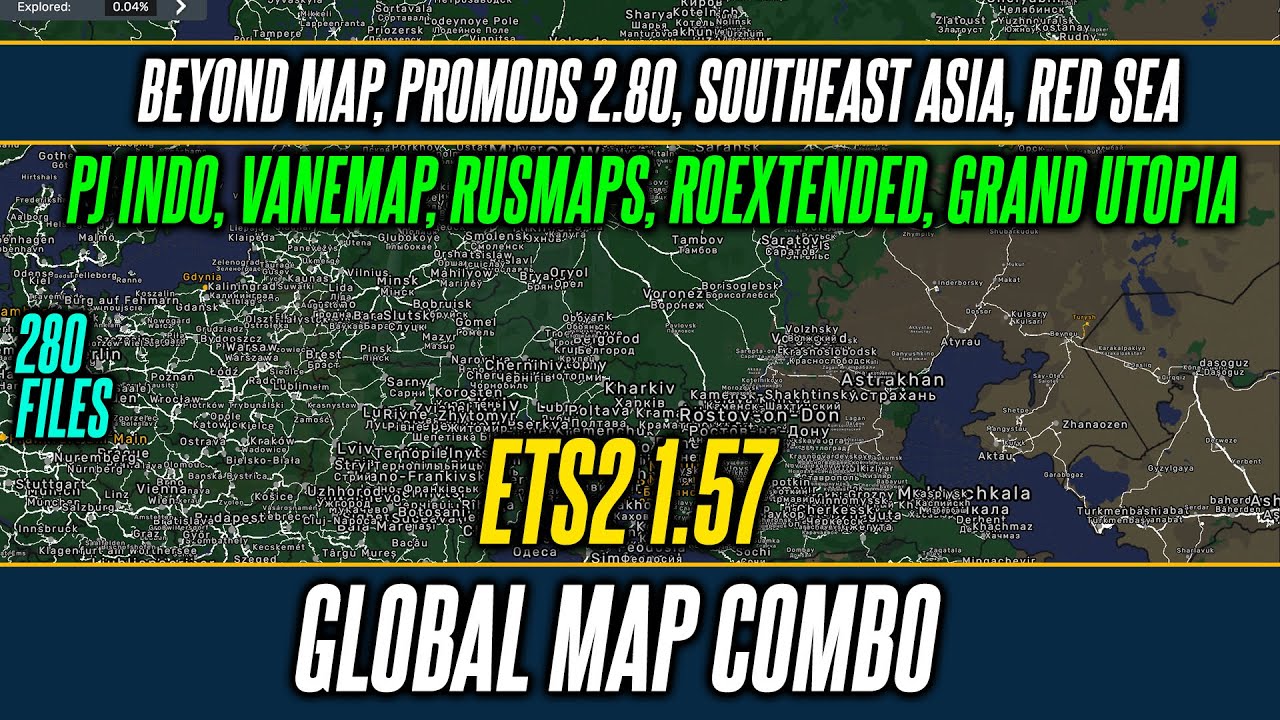 ETS2 1.57: Самая большая комбинация карт — Beyond Map, Promods 2.80, Юго-Восточная Азия, Красное ...