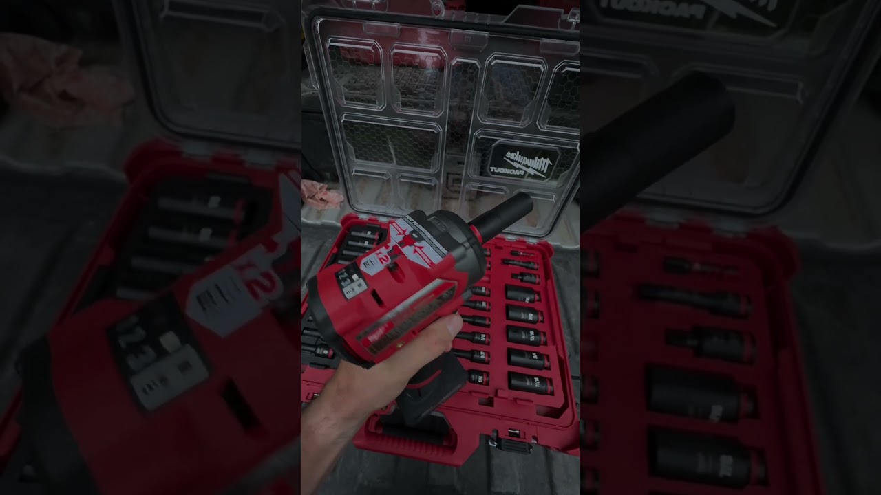 M12 3/8 Stubby Impact Wrench with sockets #commercialelectrician #milwaukeetool #powertools