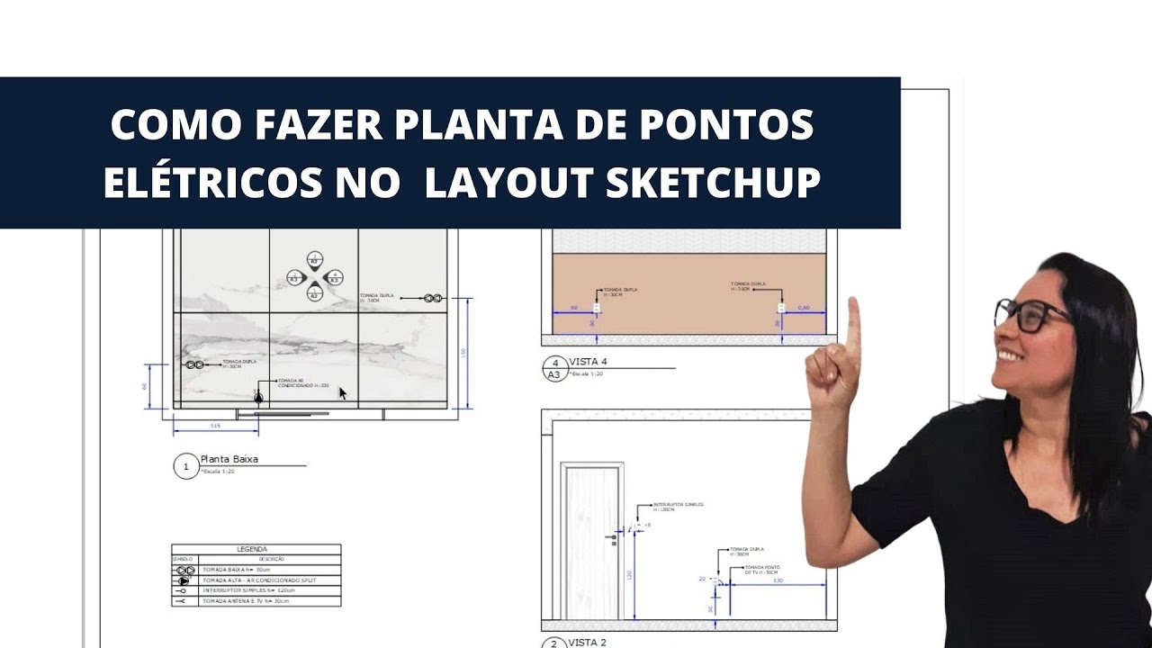 Como fazer planta de pontos elétricos no  Sketchup LayOut - Aula SketchUp LayOut