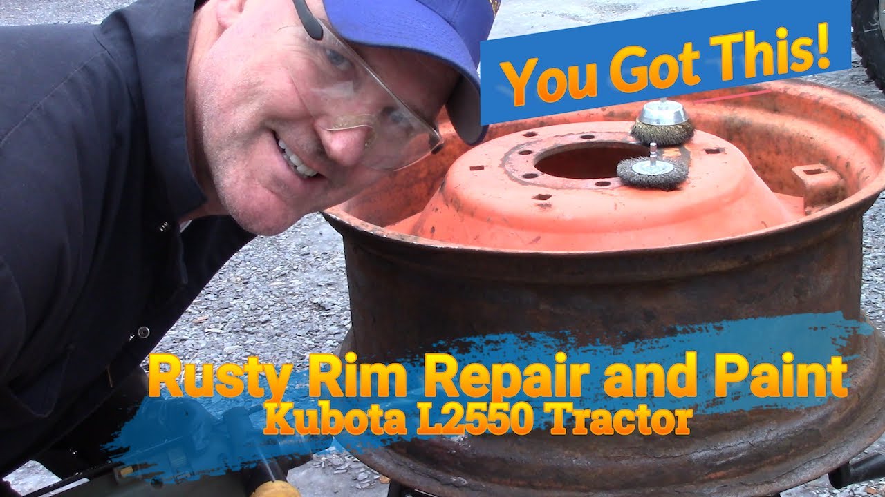 Rusty Rim Repair & Paint Kubota L2550 Tractor.