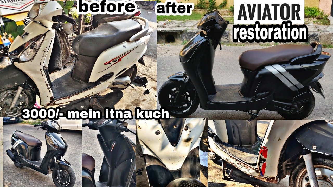 2010 honda aviator restoration worth 3000.paint denting,seat cover,mudguard|modified aviator scooty