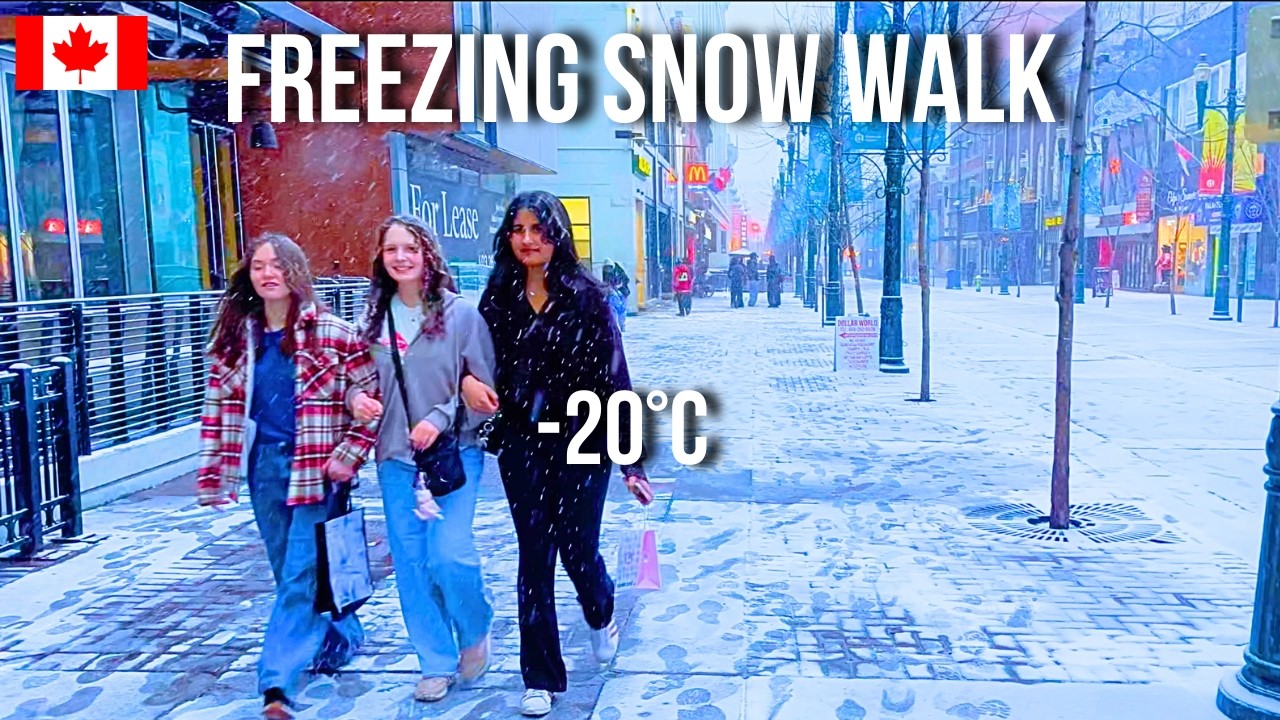 Calgary Winter Snowstorm Walk ❄️ | Downtown Covered in Snow | 4K Walking Tour