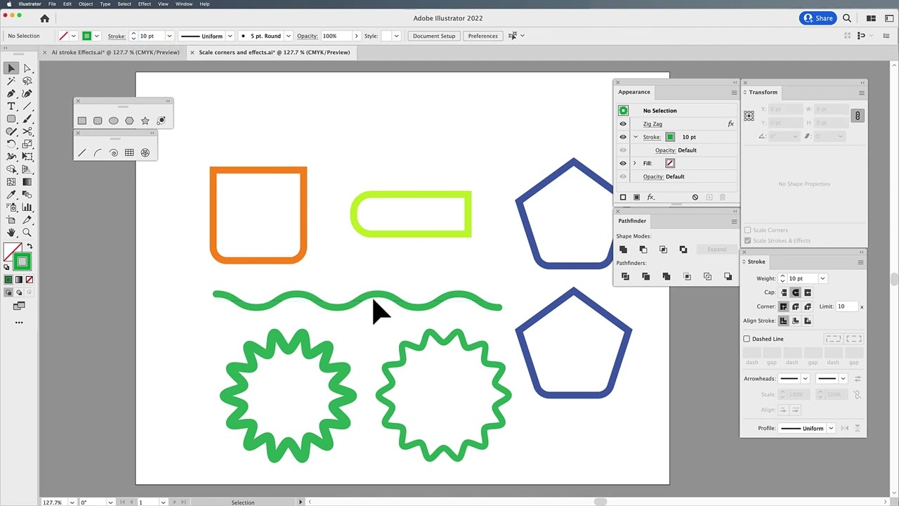 Intro to Illustrator: Scale Corners and Stroke Effects