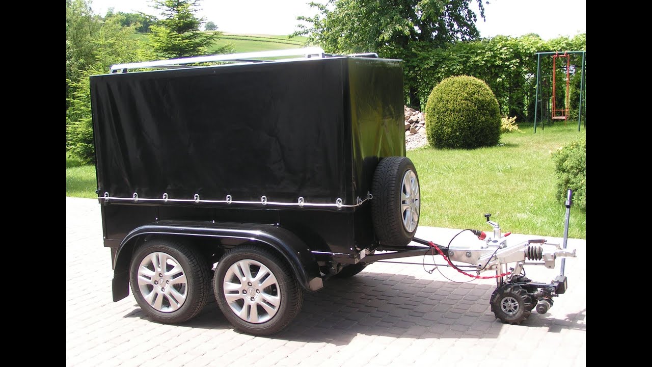 Przyczepka samochodowa hamowana tandem trailer napęd mover diy Adamo