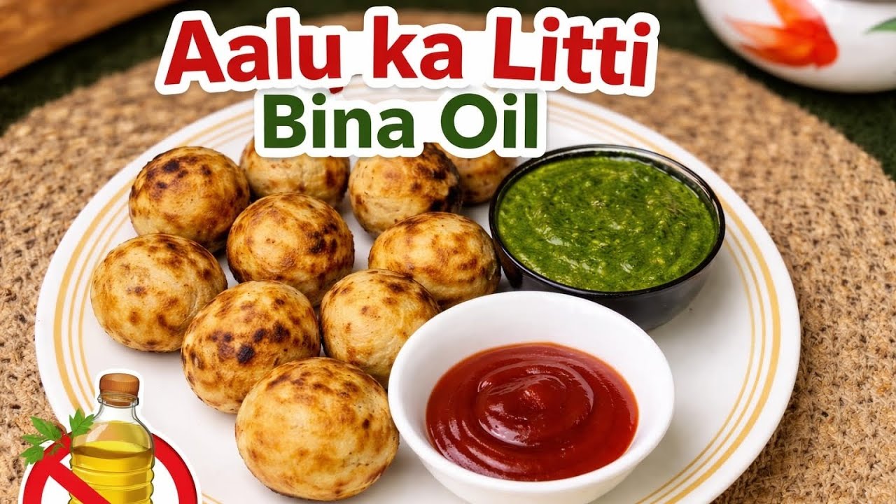Aalu ka litti bina oil #youtube #food 