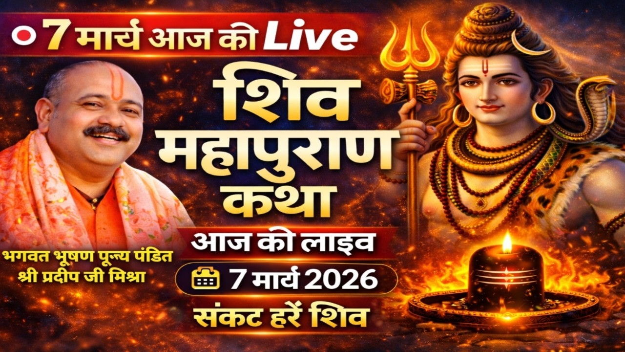 🔴 Live   7 मार्च चैत्र मास कृष्ण पक्ष श्री शिव महापुराण कथा पूज्य पडित श्री प्रदीप जी मिश्रा
