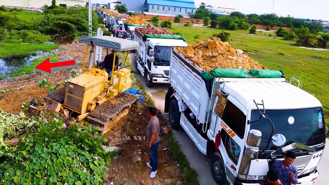 Nicely Start!! Transforming a Landfill Dump Truck 5 Ton Driving Fails & Dozer in Action!