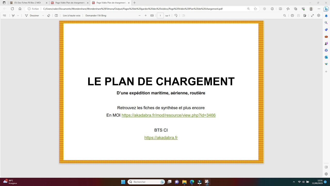 Plan de chargement en BTS CI MOI