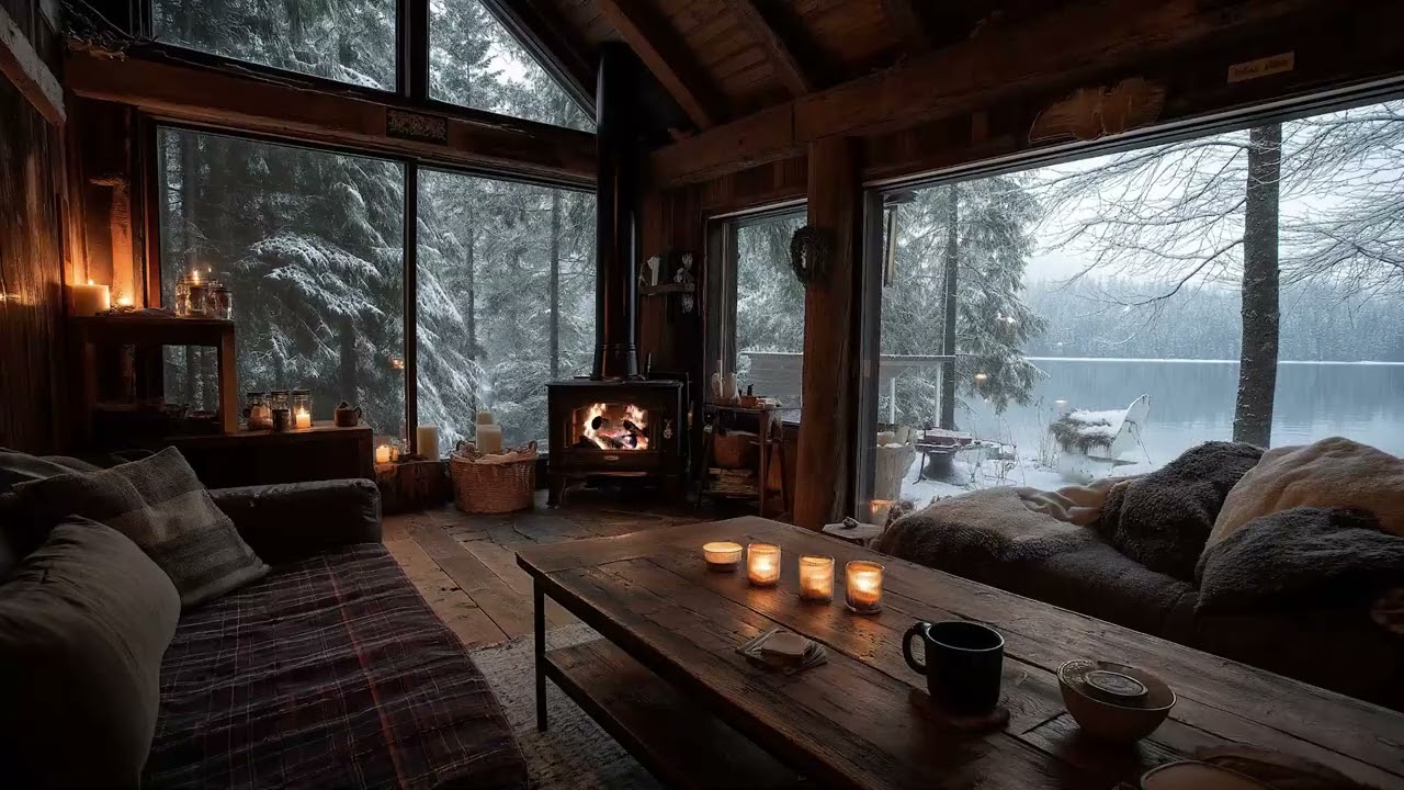 Winter Snow Night Ambience ❄️ Soft Background Music for Deep Sleep & Focus