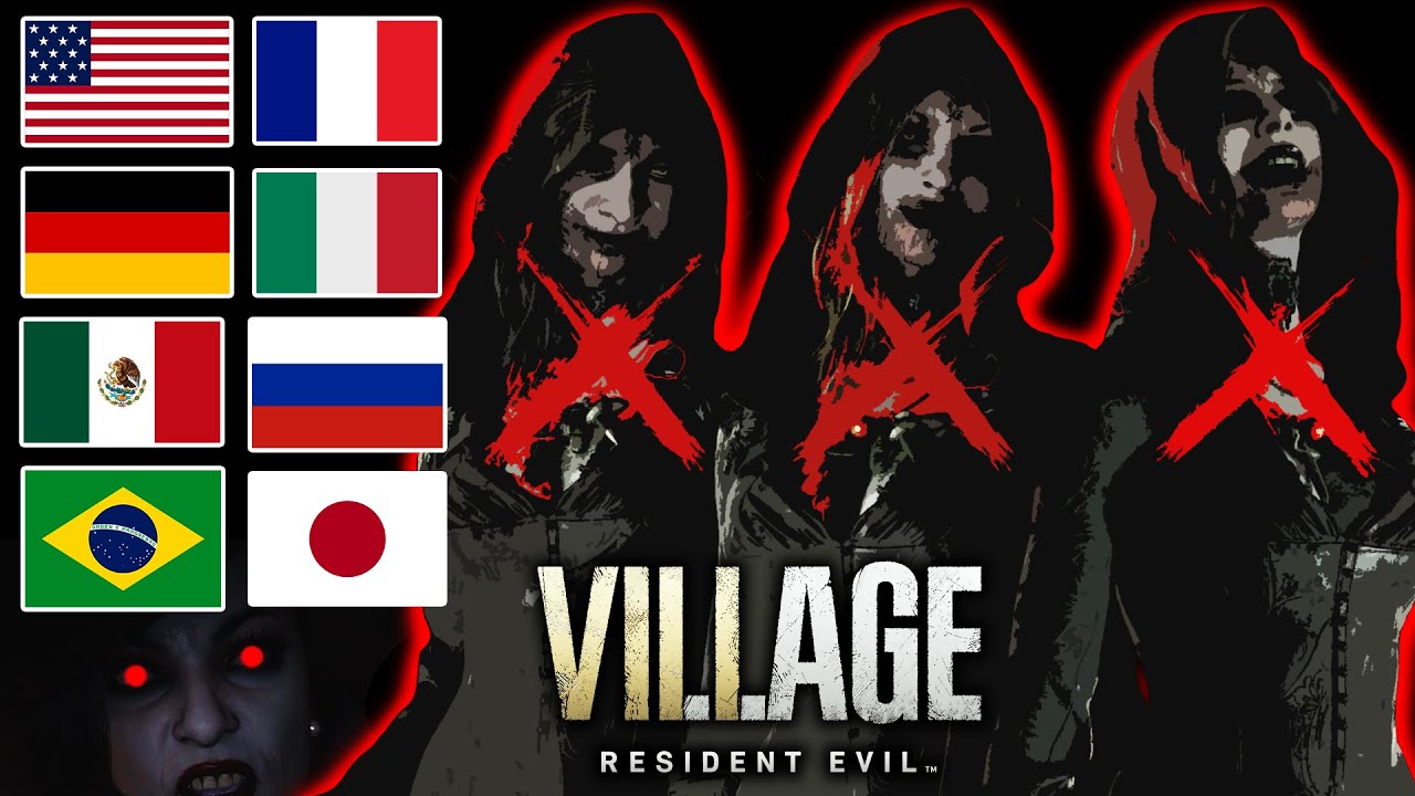 In 8 Different Languages - All Lady Dimitrescu's Reactions to Daughters Her Deaths in RE8