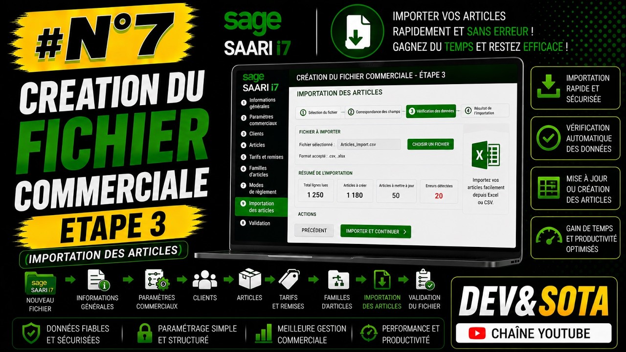 #N°7 CREATION DU FICHIER COMMERCIALE ETAPE 3 (IMPORTATION DES ARTICLES)