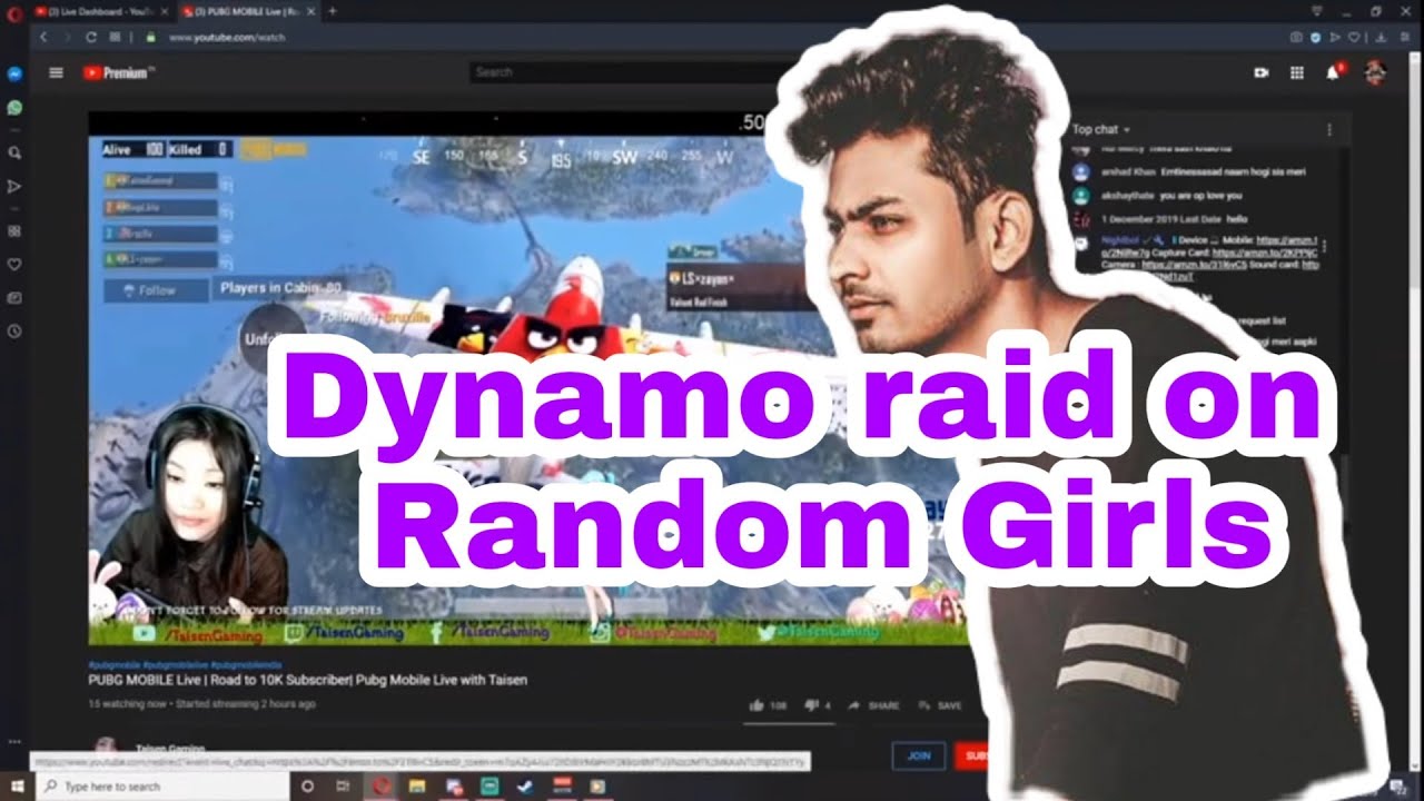 dynamo raid | dynamo raid on random girl YouTubers | pubg mobile