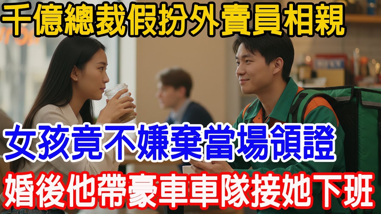 【一口氣看完】千億總裁假扮外賣員相親，誰知女孩不嫌棄當場領證，婚後他帶豪車車隊接她下班，全公司傻眼！#情感故事 #故事樹洞 #故事頻道 #原創