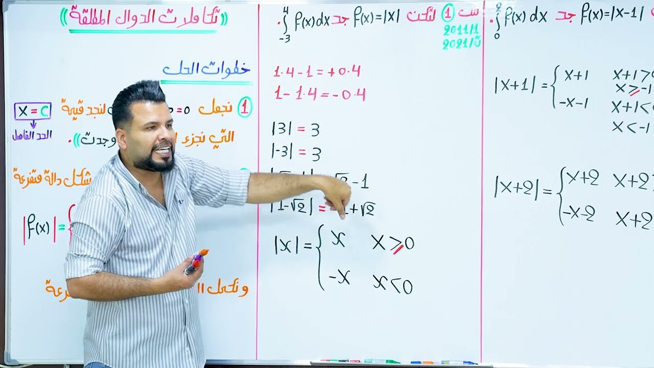 تكامل الدالة المطلقة / محاضرة 21 / الأستاذ محمد قاسم
