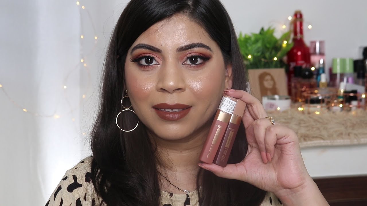 LOREAL LES CHOCOLATE ULTRA MATTE LIQUID LIPSTICK SWATCHES & REVIEW | Dikshita Agarwal