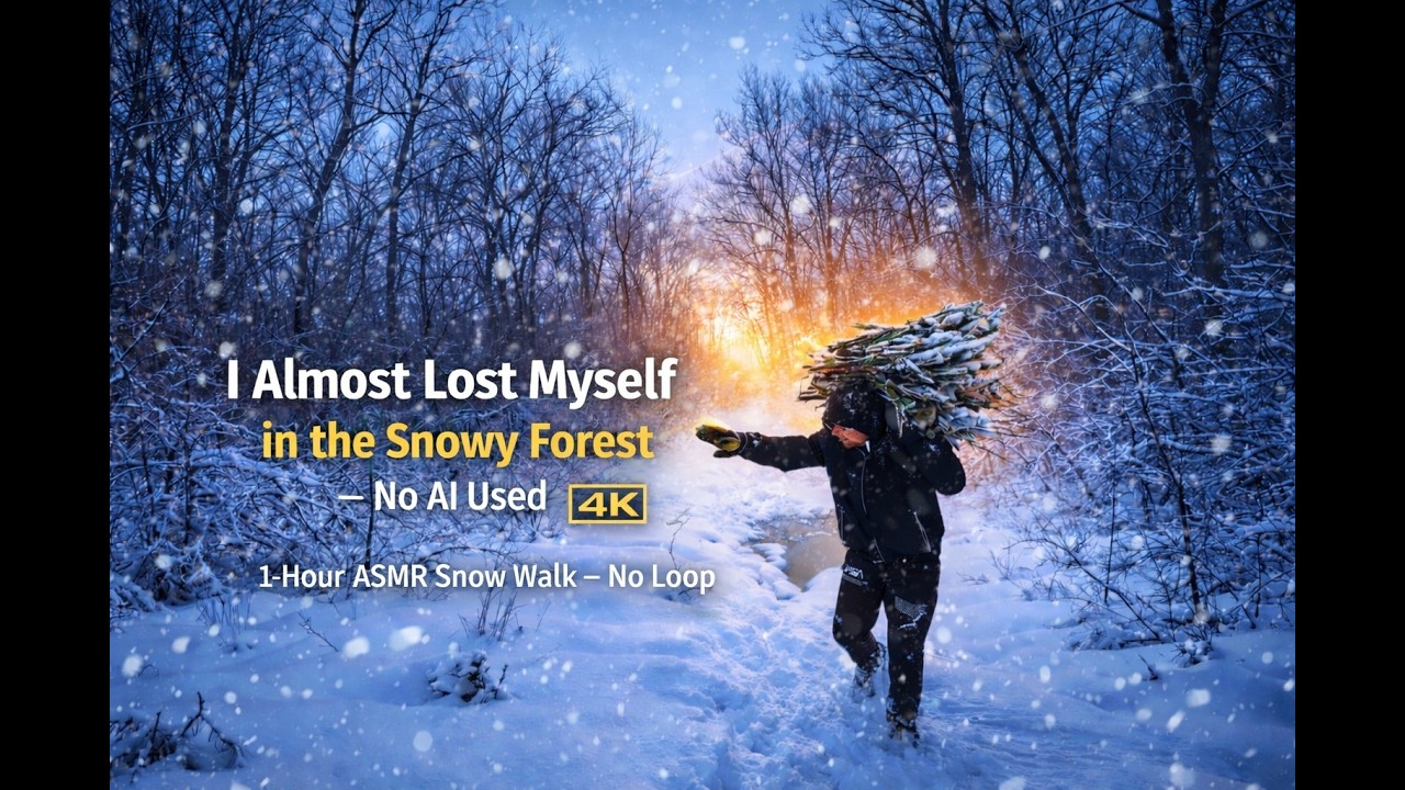 Got Lost in a Snowstorm in the Deep Forest | 1-Hour 4K ASMR Snow Walk – No Loop, No AI