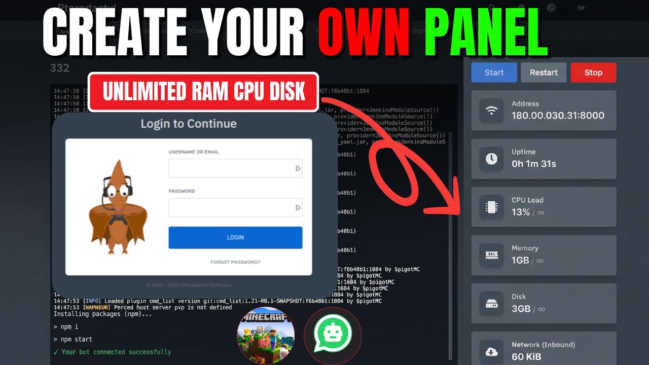 How to create your own bot Hosting panel | Minecraft server |
