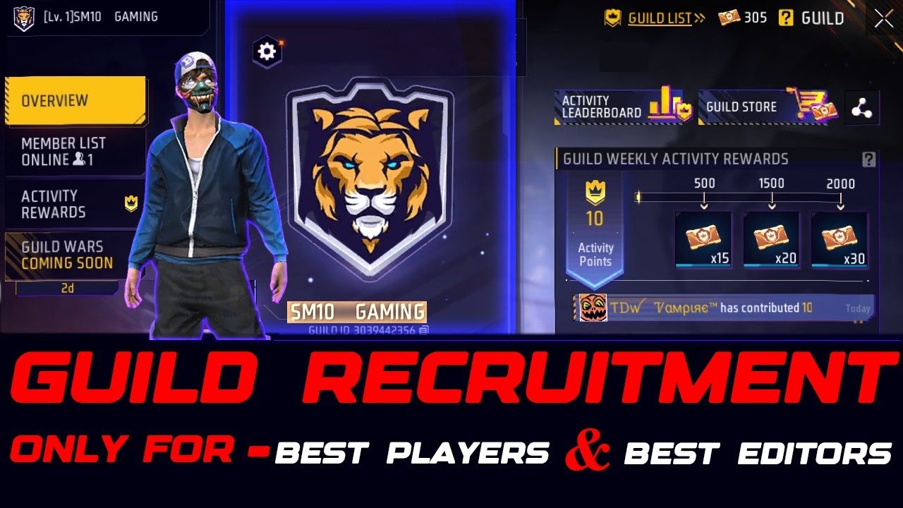 GUILD RECRUITMENT😱❤️ FOR BEST PLAYERS AND BEST EDITORS💥